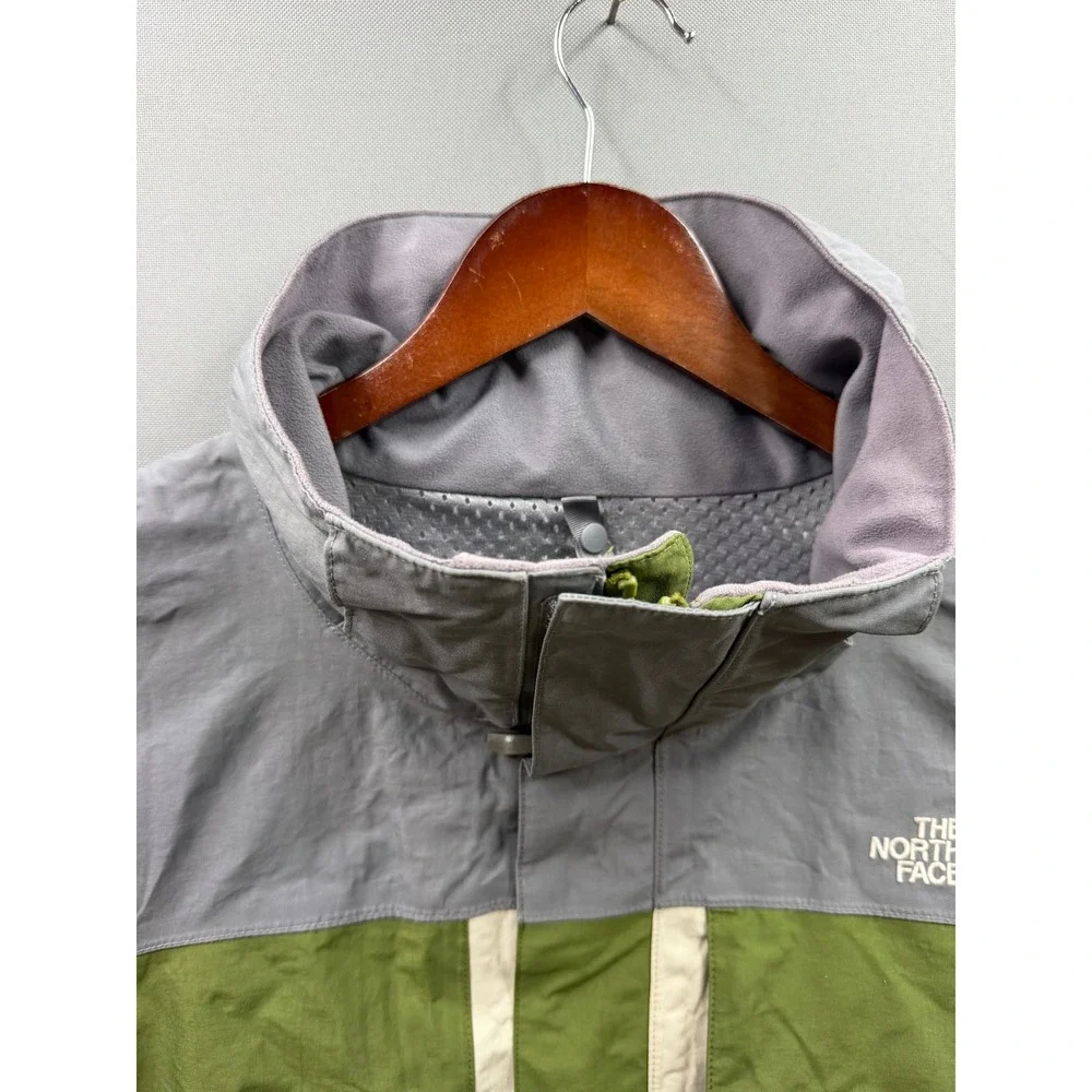The North Face HyVent Jacket Mens Green Grey Colorblock Waterproof Shell Large